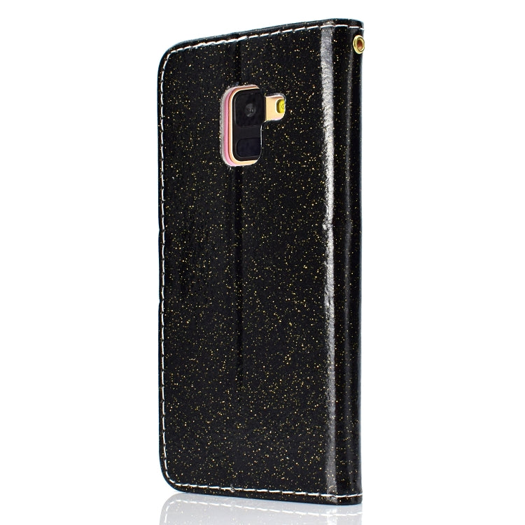 For Samsung Galaxy A8 (2018) Glitter Powder Horizontal Flip Leather Case with Card Slots & Holder & Photo Frame & Wallet