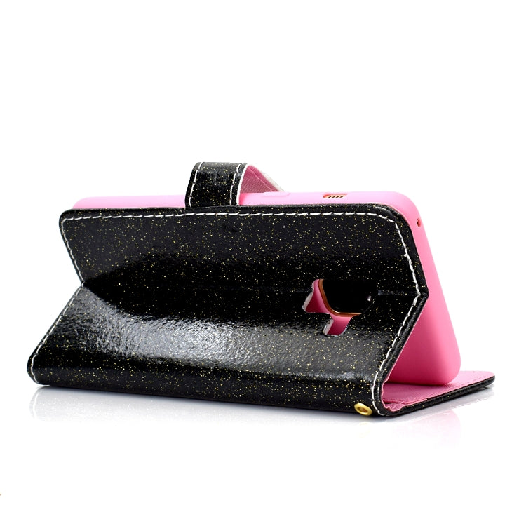 For Samsung Galaxy A8 (2018) Glitter Powder Horizontal Flip Leather Case with Card Slots & Holder & Photo Frame & Wallet