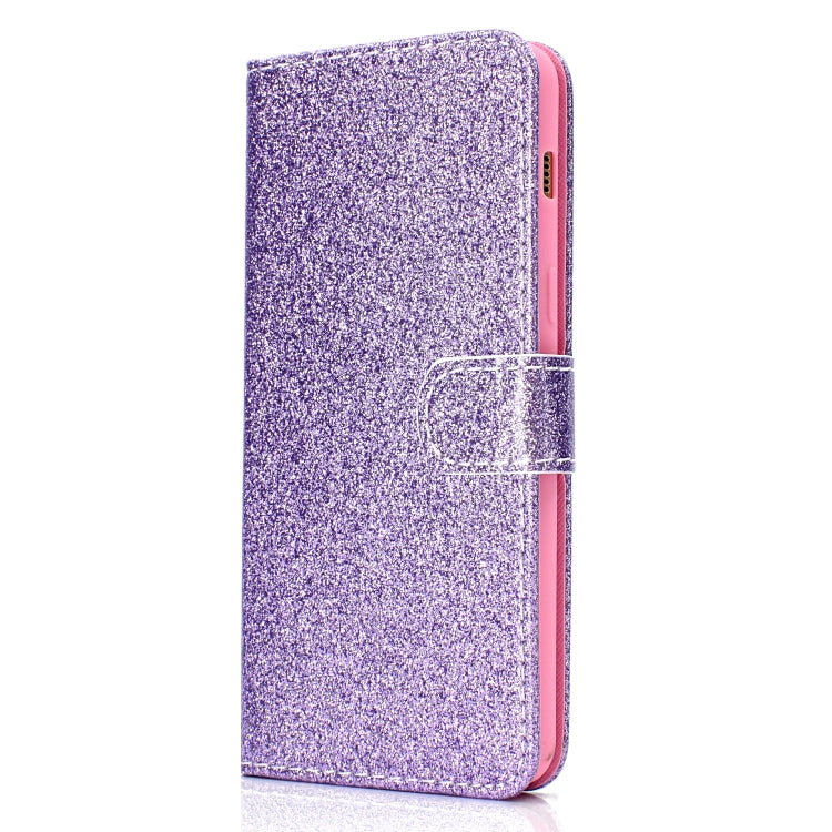 For Samsung Galaxy A8 (2018) Glitter Powder Horizontal Flip Leather Case with Card Slots & Holder & Photo Frame & Wallet