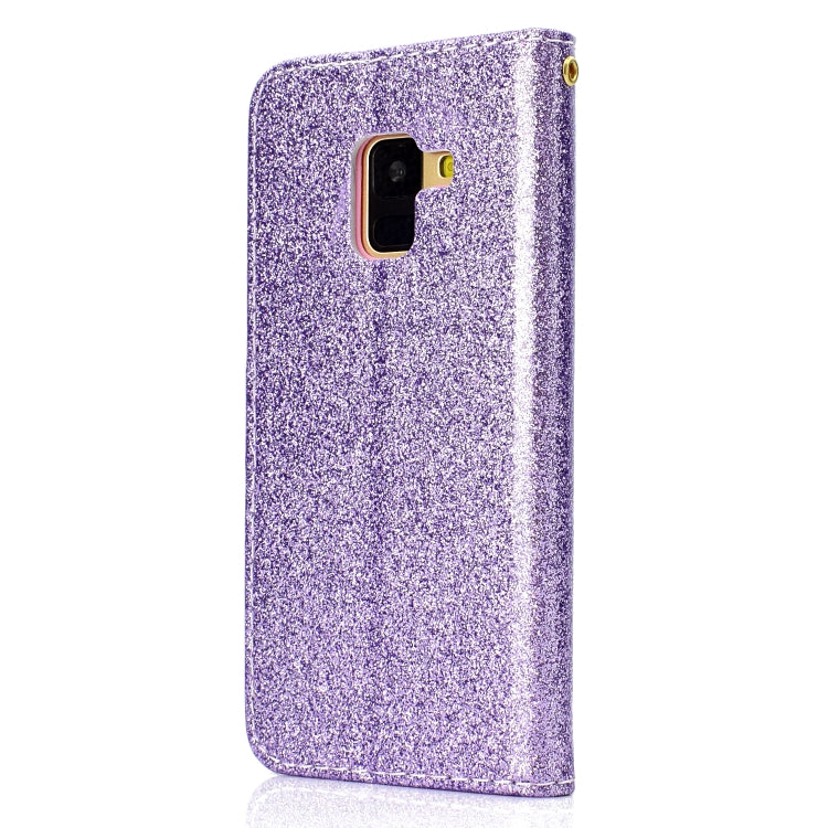 For Samsung Galaxy A8 (2018) Glitter Powder Horizontal Flip Leather Case with Card Slots & Holder & Photo Frame & Wallet