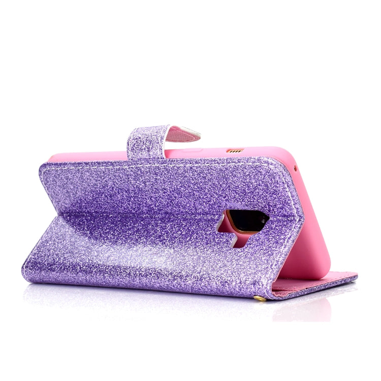 For Samsung Galaxy A8 (2018) Glitter Powder Horizontal Flip Leather Case with Card Slots & Holder & Photo Frame & Wallet