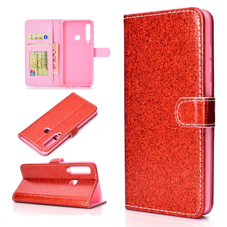 For Samsung Galaxy A9 (2018) Glitter Powder Horizontal Flip Leather Case with Card Slots & Holder & Photo Frame & Wallet