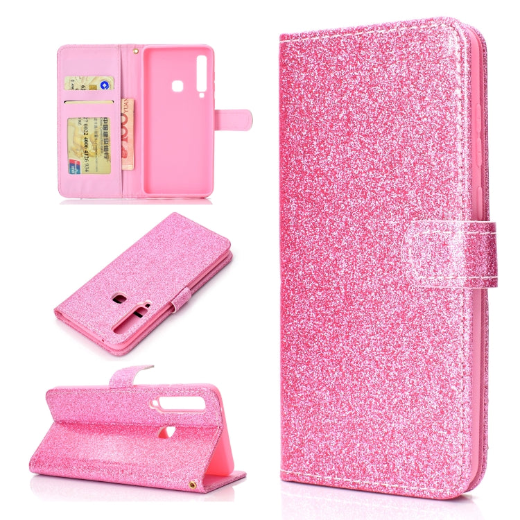 For Samsung Galaxy A9 (2018) Glitter Powder Horizontal Flip Leather Case with Card Slots & Holder & Photo Frame & Wallet
