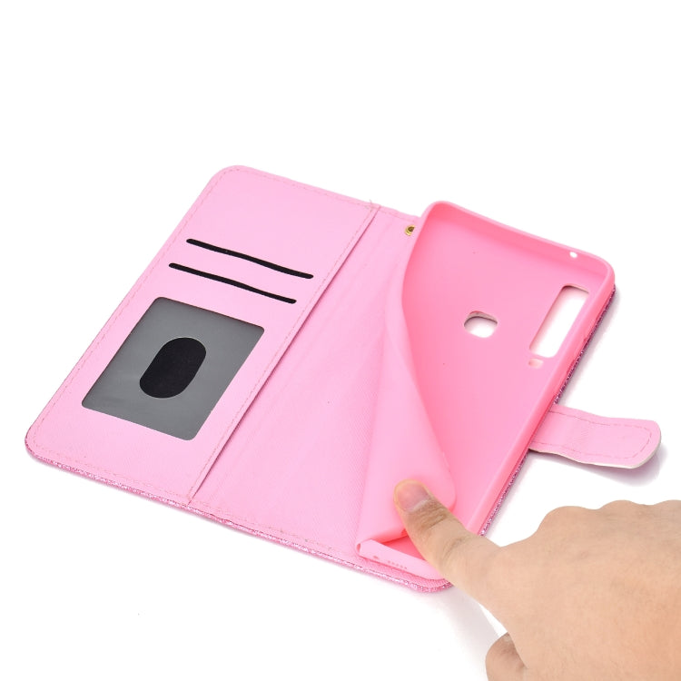 For Samsung Galaxy A9 (2018) Glitter Powder Horizontal Flip Leather Case with Card Slots & Holder & Photo Frame & Wallet