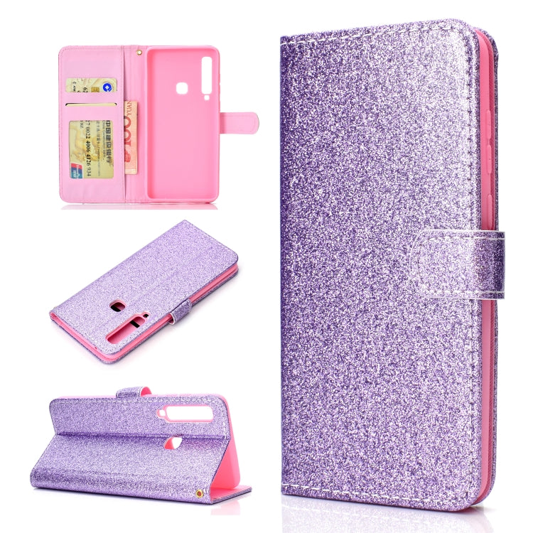 For Samsung Galaxy A9 (2018) Glitter Powder Horizontal Flip Leather Case with Card Slots & Holder & Photo Frame & Wallet