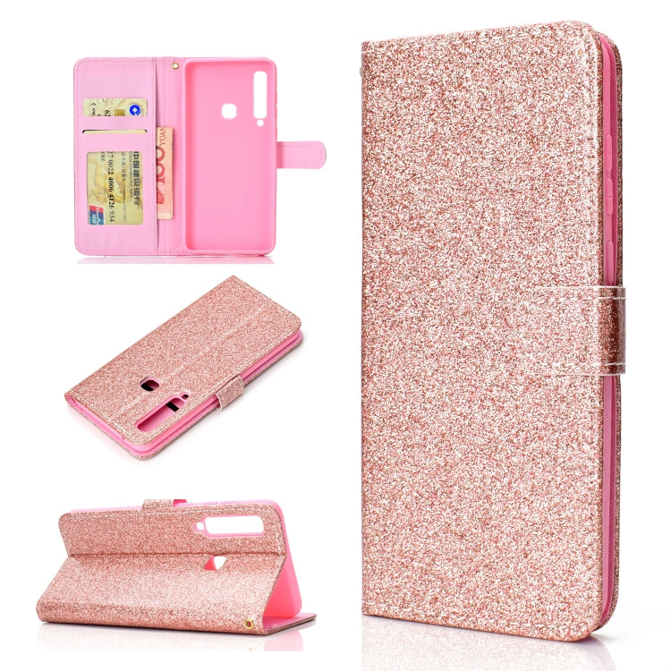 For Samsung Galaxy A9 (2018) Glitter Powder Horizontal Flip Leather Case with Card Slots & Holder & Photo Frame & Wallet