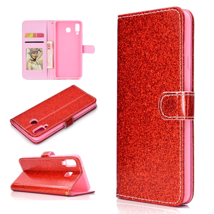 For Samsung Galaxy A9 Star Glitter Powder Horizontal Flip Leather Case with Card Slots & Holder & Photo Frame & Wallet