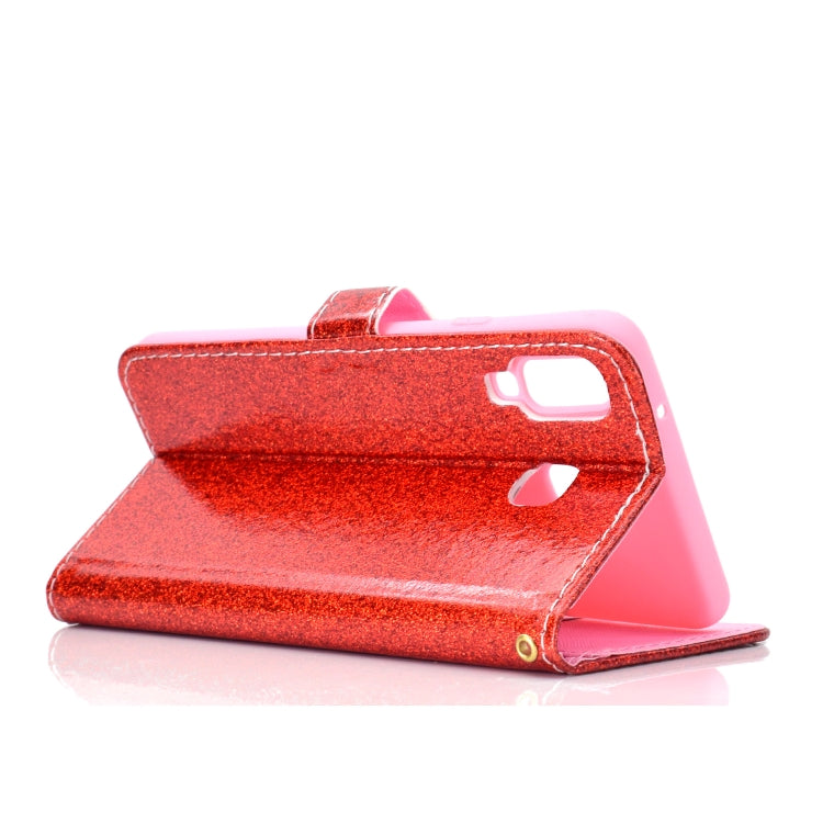 For Samsung Galaxy A9 Star Glitter Powder Horizontal Flip Leather Case with Card Slots & Holder & Photo Frame & Wallet