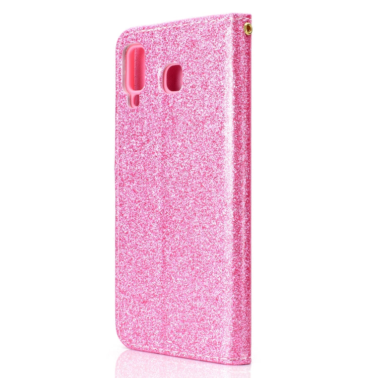 For Samsung Galaxy A9 Star Glitter Powder Horizontal Flip Leather Case with Card Slots & Holder & Photo Frame & Wallet