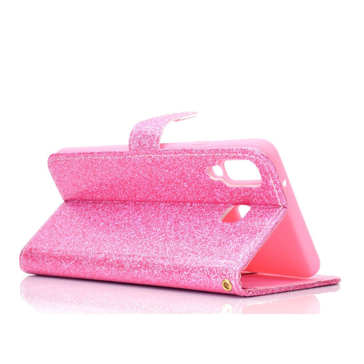 For Samsung Galaxy A9 Star Glitter Powder Horizontal Flip Leather Case with Card Slots & Holder & Photo Frame & Wallet