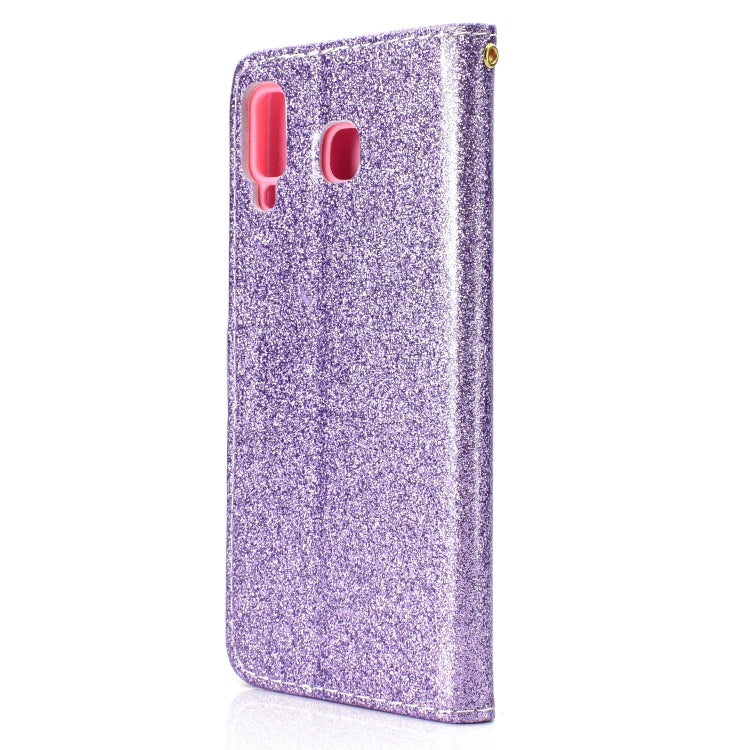 For Samsung Galaxy A9 Star Glitter Powder Horizontal Flip Leather Case with Card Slots & Holder & Photo Frame & Wallet