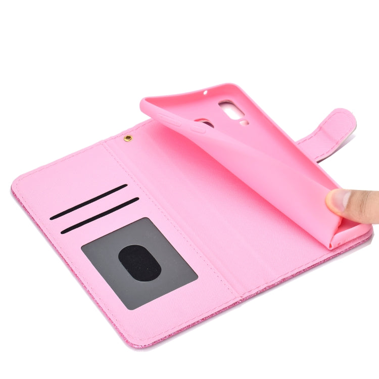 For Samsung Galaxy A9 Star Glitter Powder Horizontal Flip Leather Case with Card Slots & Holder & Photo Frame & Wallet