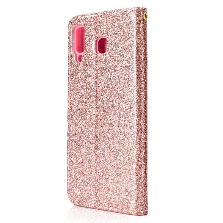 For Samsung Galaxy A9 Star Glitter Powder Horizontal Flip Leather Case with Card Slots & Holder & Photo Frame & Wallet