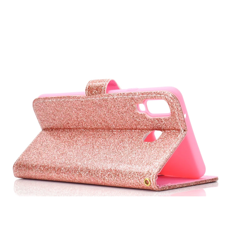 For Samsung Galaxy A9 Star Glitter Powder Horizontal Flip Leather Case with Card Slots & Holder & Photo Frame & Wallet