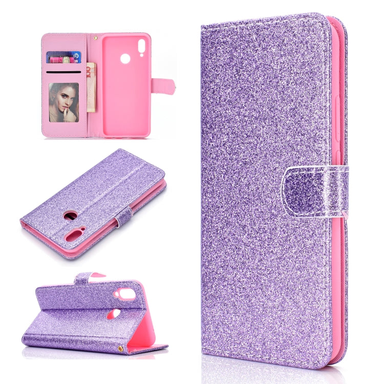 For Samsung Galaxy A10s Glitter Powder Horizontal Flip Leather Case with Card Slots & Holder & Photo Frame & Wallet