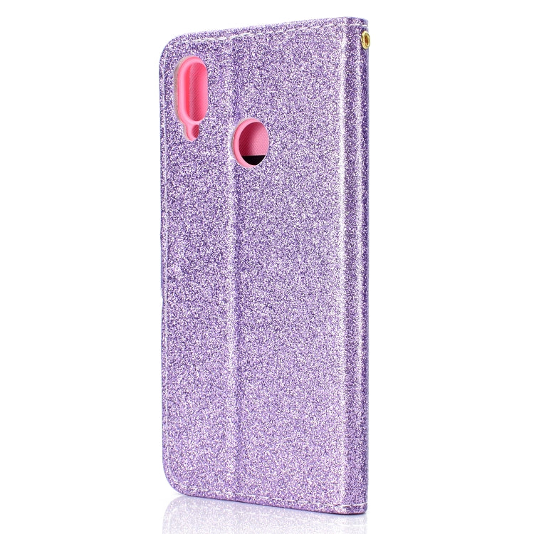 For Samsung Galaxy A10s Glitter Powder Horizontal Flip Leather Case with Card Slots & Holder & Photo Frame & Wallet