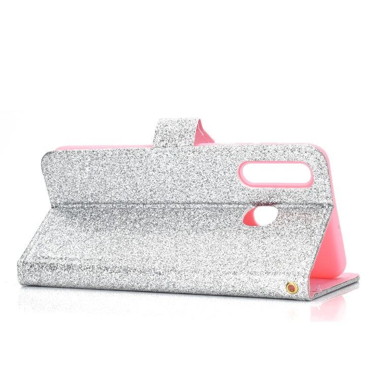 For Samsung Galaxy A20e Glitter Powder Horizontal Flip Leather Case with Card Slots & Holder & Photo Frame & Wallet