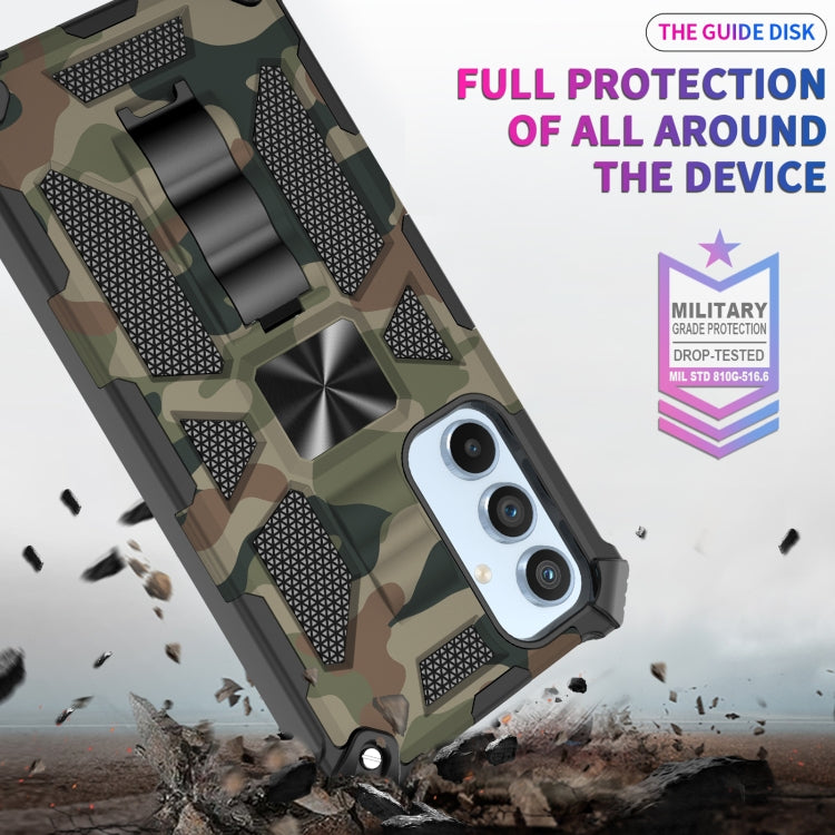 For Samsung Galaxy A54 5G Camouflage Armor Shockproof TPU + PC Magnetic Protective Phone Case with Holder