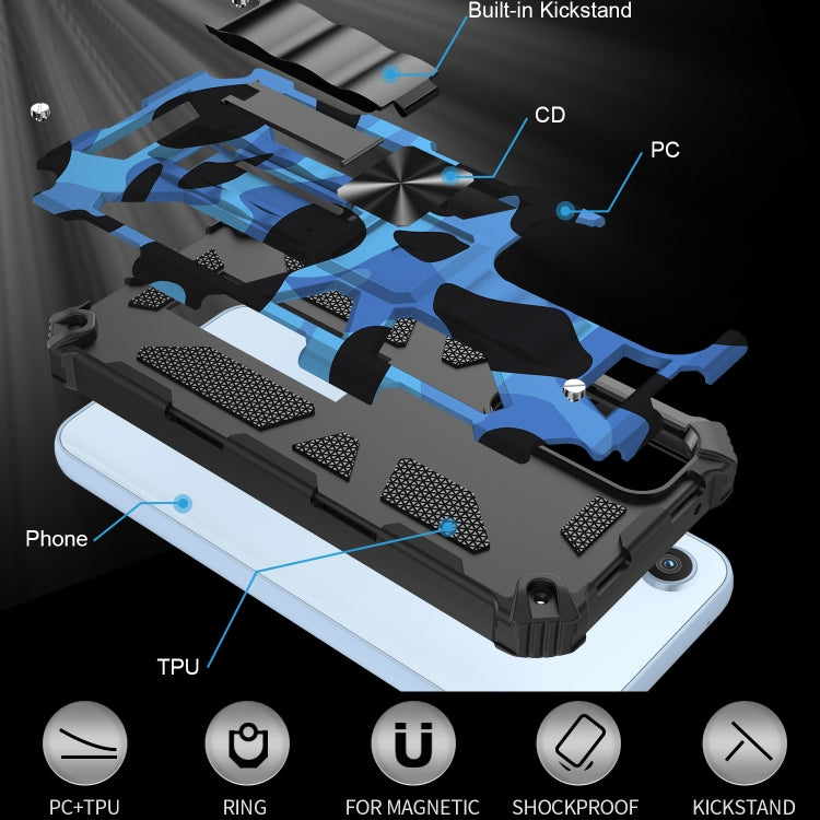 For Samsung Galaxy A54 5G Camouflage Armor Shockproof TPU + PC Magnetic Protective Phone Case with Holder