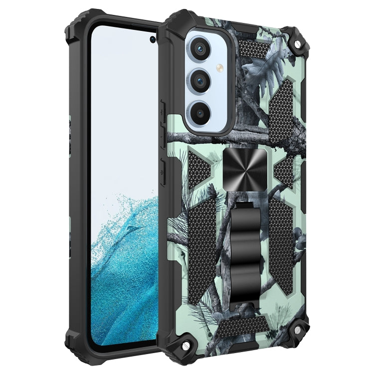 For Samsung Galaxy A54 5G Camouflage Armor Shockproof TPU + PC Magnetic Protective Phone Case with Holder