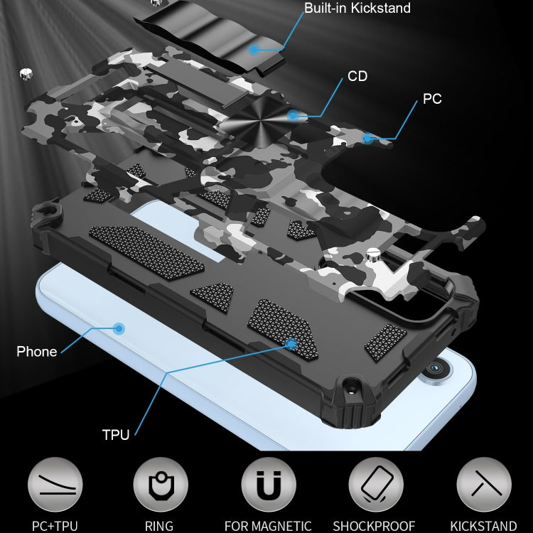 For Samsung Galaxy A54 5G Camouflage Armor Shockproof TPU + PC Magnetic Protective Phone Case with Holder