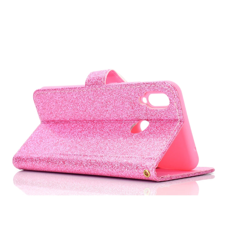 For Samsung Galaxy A20s Glitter Powder Horizontal Flip Leather Case with Card Slots & Holder & Photo Frame & Wallet