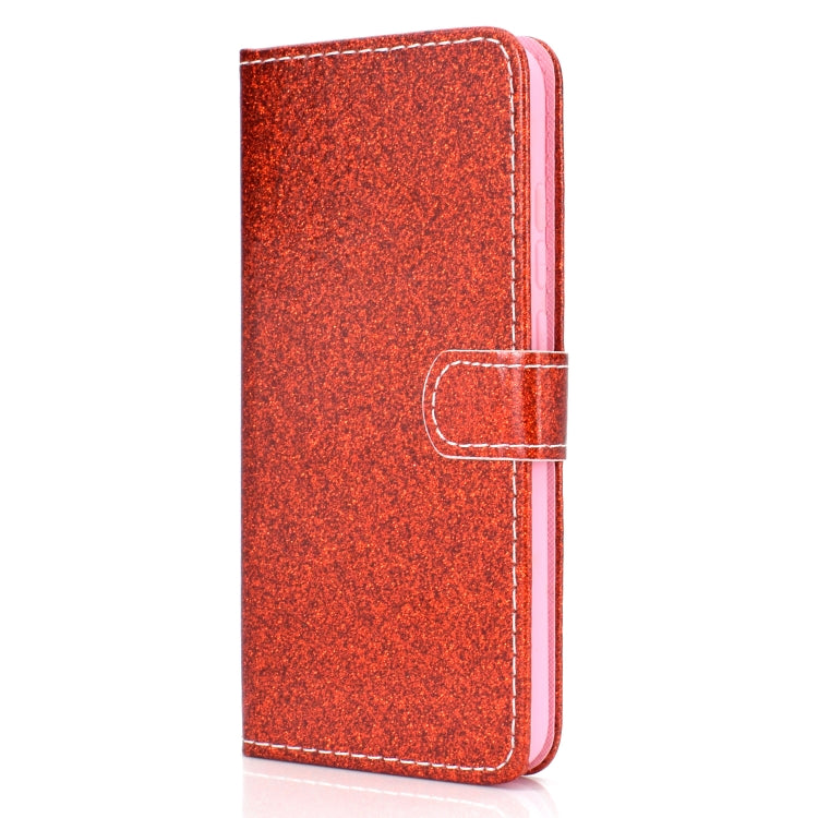 For Samsung Galaxy A21 Glitter Powder Horizontal Flip Leather Case with Card Slots & Holder & Photo Frame & Wallet