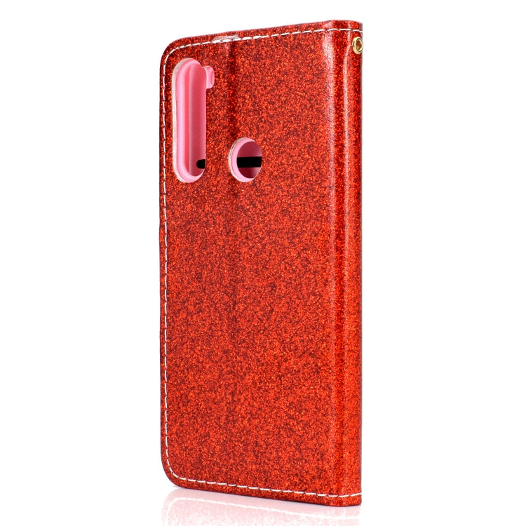 For Samsung Galaxy A21 Glitter Powder Horizontal Flip Leather Case with Card Slots & Holder & Photo Frame & Wallet