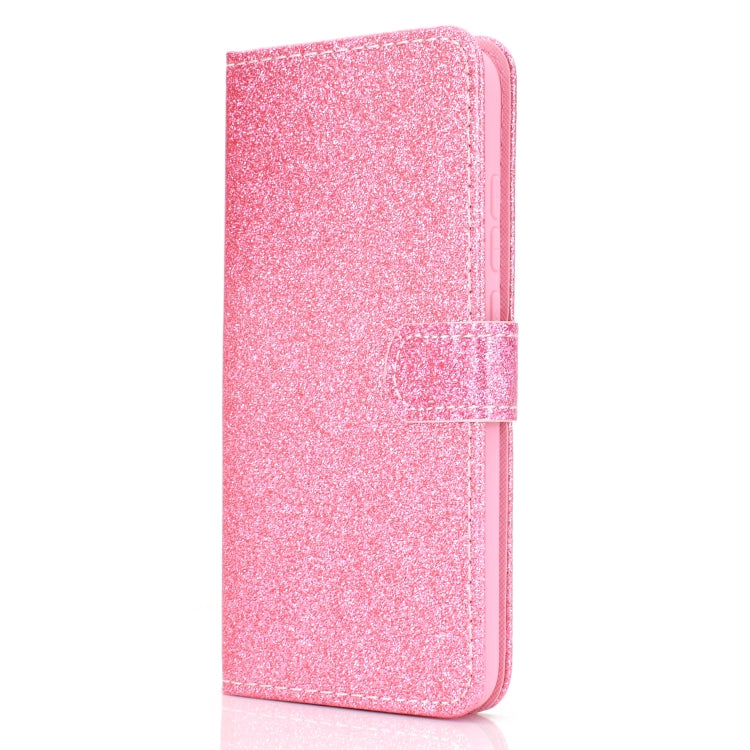For Samsung Galaxy A21 Glitter Powder Horizontal Flip Leather Case with Card Slots & Holder & Photo Frame & Wallet