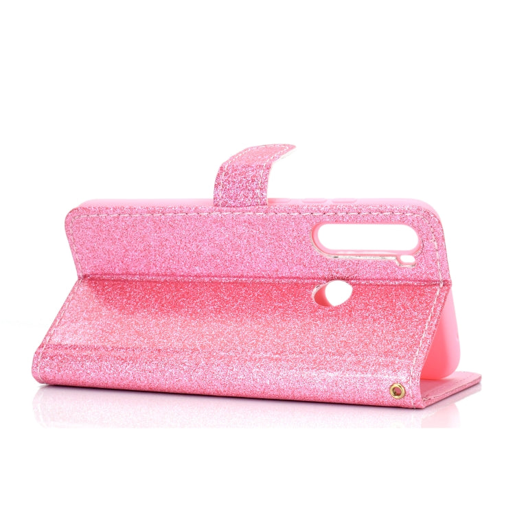 For Samsung Galaxy A21 Glitter Powder Horizontal Flip Leather Case with Card Slots & Holder & Photo Frame & Wallet
