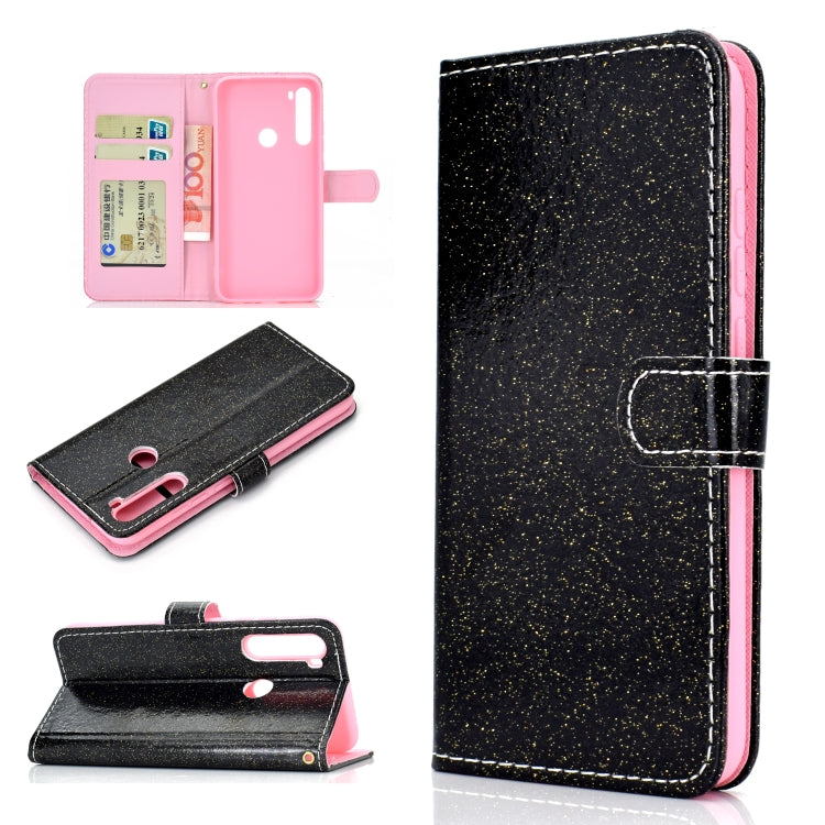 For Samsung Galaxy A21 Glitter Powder Horizontal Flip Leather Case with Card Slots & Holder & Photo Frame & Wallet
