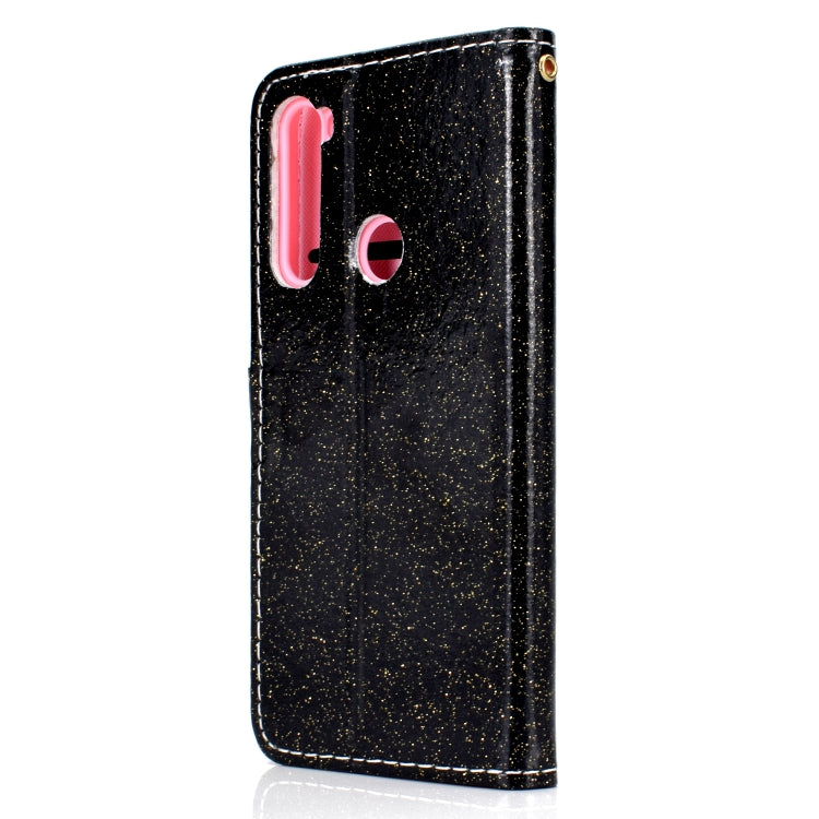 For Samsung Galaxy A21 Glitter Powder Horizontal Flip Leather Case with Card Slots & Holder & Photo Frame & Wallet