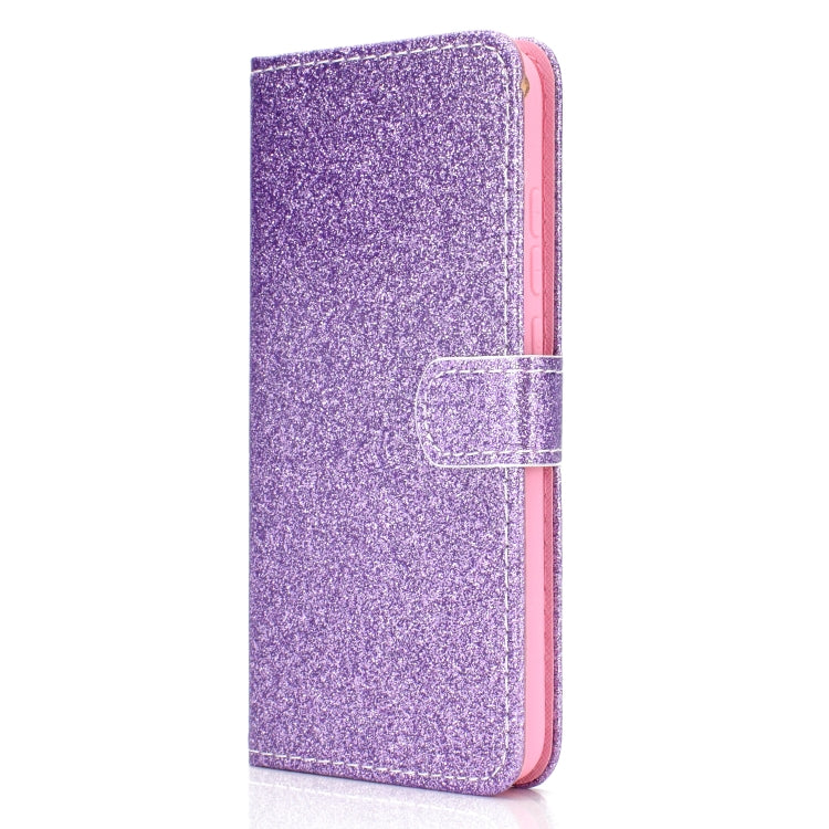 For Samsung Galaxy A21 Glitter Powder Horizontal Flip Leather Case with Card Slots & Holder & Photo Frame & Wallet