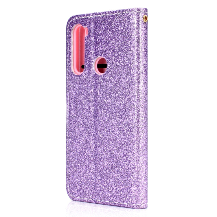 For Samsung Galaxy A21 Glitter Powder Horizontal Flip Leather Case with Card Slots & Holder & Photo Frame & Wallet