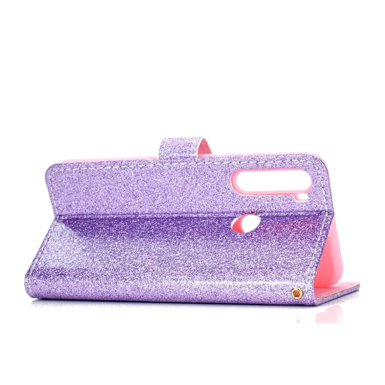 For Samsung Galaxy A21 Glitter Powder Horizontal Flip Leather Case with Card Slots & Holder & Photo Frame & Wallet