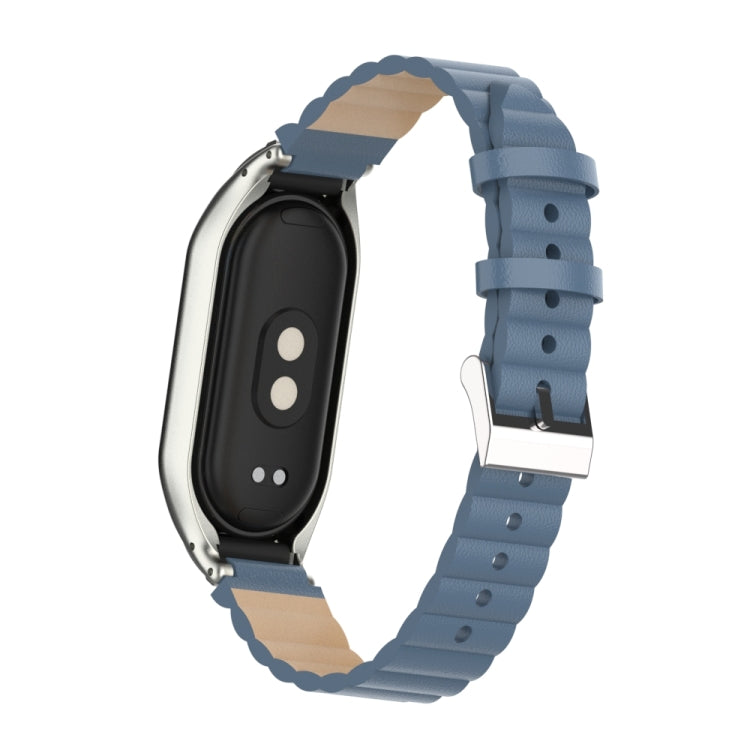 For Xiaomi Mi Band 8 Integrated Metal Case + Bamboo Leather Watch Band