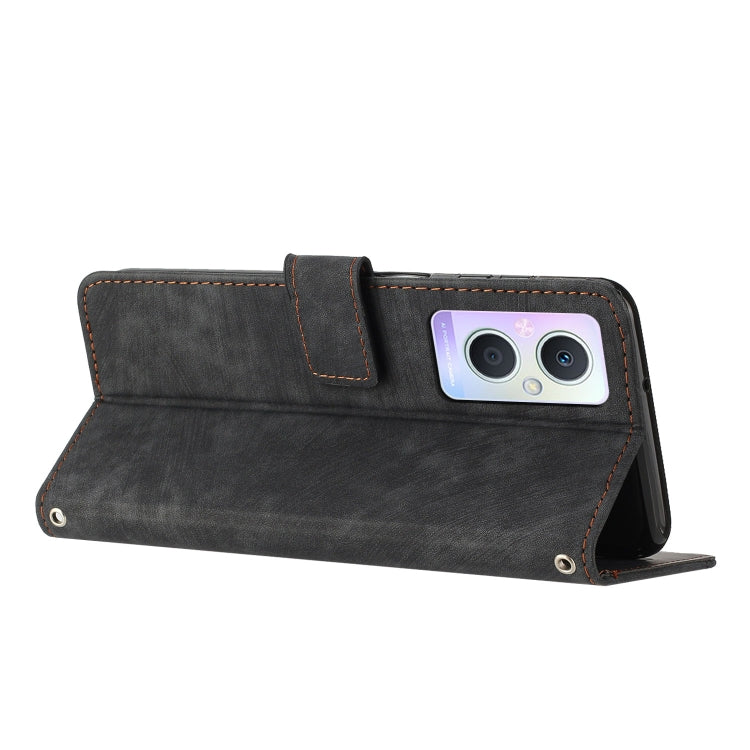 Skin Feel Stripe Pattern Leather Phone Case with Lanyard for OPPO F21 Pro 5G/F21s Pro 5G/Reno7 Z/Reno7 Lite/Reno8 Lite/Reno8 Z 5G/OnePlus Nord N20 5G Global