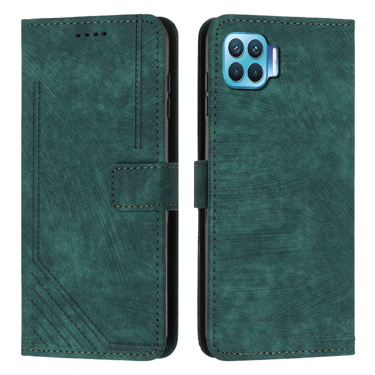 For OPPO A93 4G / F17 Pro / Reon4 F / Reon4 Lite Skin Feel Stripe Pattern Leather Phone Case with Lanyard