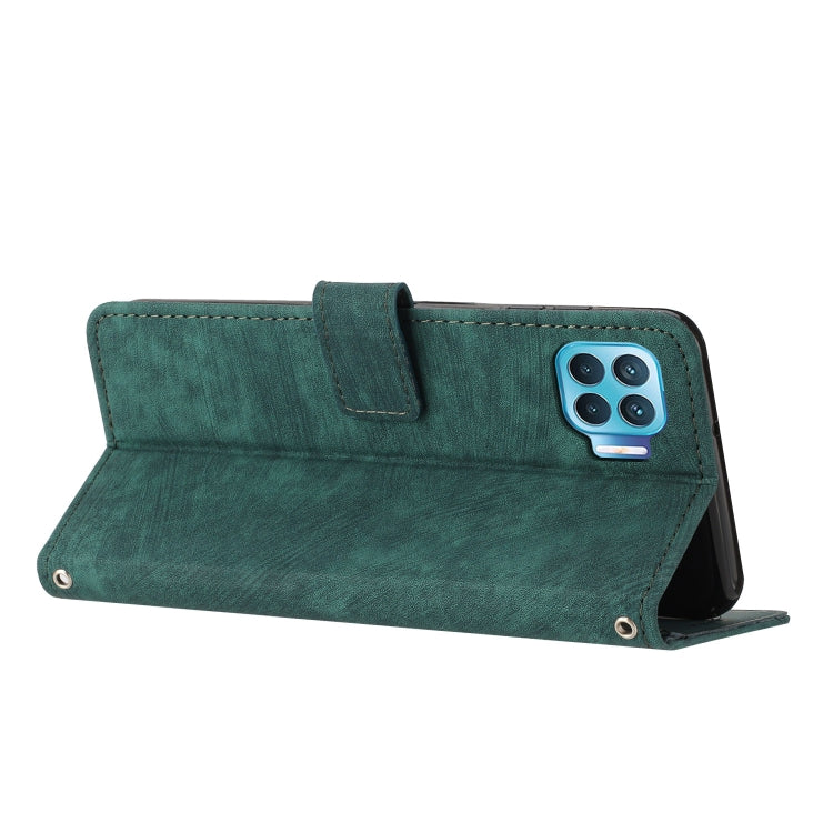 For OPPO A93 4G / F17 Pro / Reon4 F / Reon4 Lite Skin Feel Stripe Pattern Leather Phone Case with Lanyard