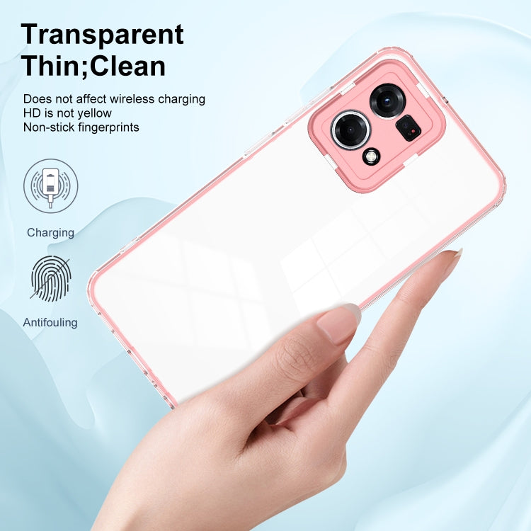 For OPPO Reno7 4G / Reno8 4G / F21 Pro 4G 3 in 1 Clear TPU Color PC Frame Phone Case
