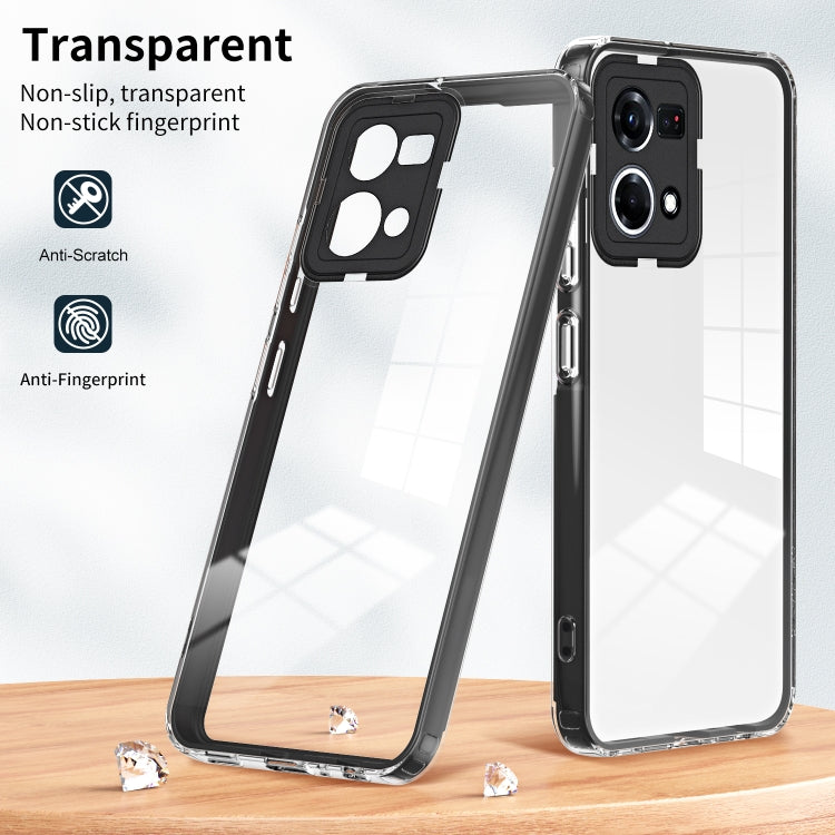 For OPPO Reno7 4G / Reno8 4G / F21 Pro 4G 3 in 1 Clear TPU Color PC Frame Phone Case