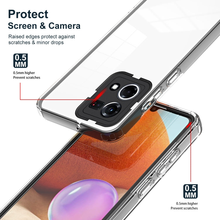 For OPPO Reno7 4G / Reno8 4G / F21 Pro 4G 3 in 1 Clear TPU Color PC Frame Phone Case