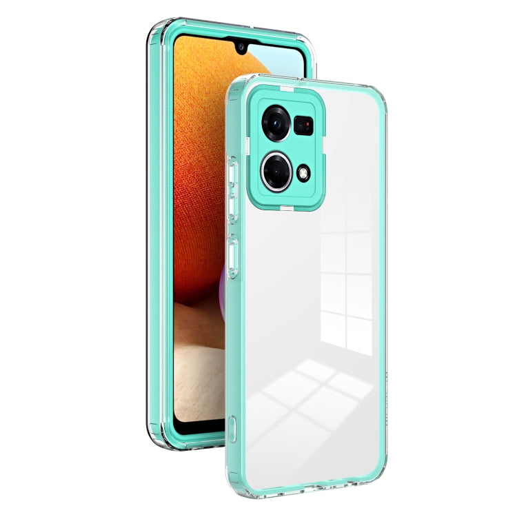 For OPPO Reno7 4G / Reno8 4G / F21 Pro 4G 3 in 1 Clear TPU Color PC Frame Phone Case