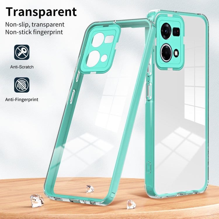 For OPPO Reno7 4G / Reno8 4G / F21 Pro 4G 3 in 1 Clear TPU Color PC Frame Phone Case