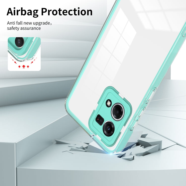 For OPPO Reno7 4G / Reno8 4G / F21 Pro 4G 3 in 1 Clear TPU Color PC Frame Phone Case