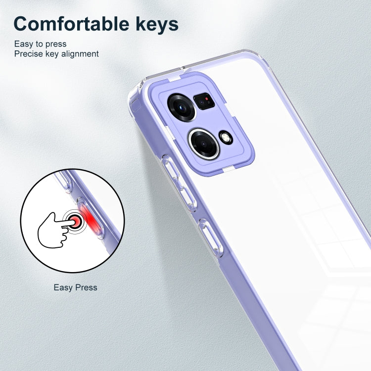 For OPPO Reno7 4G / Reno8 4G / F21 Pro 4G 3 in 1 Clear TPU Color PC Frame Phone Case