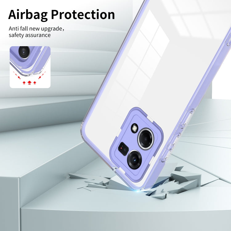 For OPPO Reno7 4G / Reno8 4G / F21 Pro 4G 3 in 1 Clear TPU Color PC Frame Phone Case