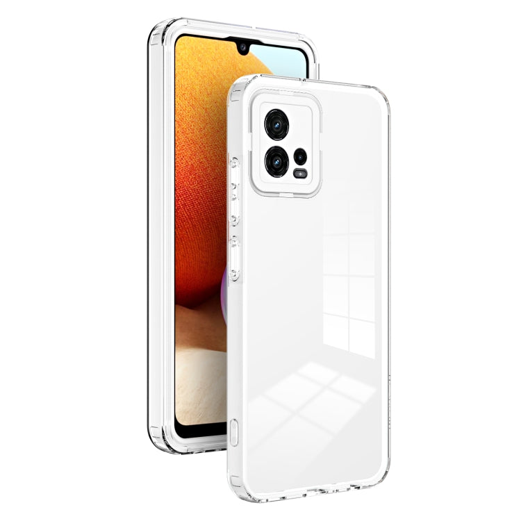 For Motorola Moto G72 5G 3 in 1 Clear TPU Color PC Frame Phone Case