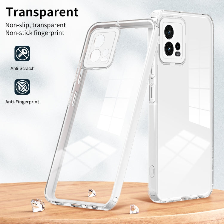 For Motorola Moto G72 5G 3 in 1 Clear TPU Color PC Frame Phone Case