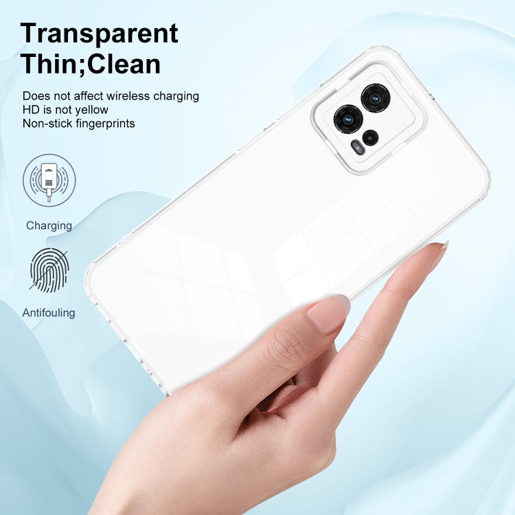 For Motorola Moto G72 5G 3 in 1 Clear TPU Color PC Frame Phone Case
